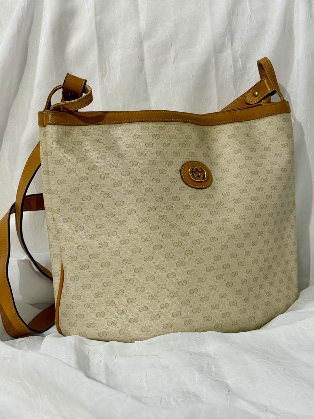 Vintage Gucci Micro GG Coated Canvas Shoulder Bag